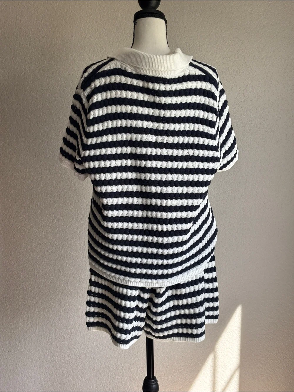 Old Navy Navy White Striped Short sleeves top - shorts matching Set ladies Ltall